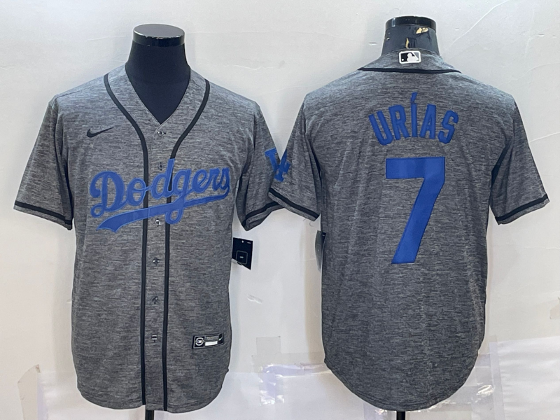 Men's Grey Los Angeles Dodgers #7 Julio Urías Cool Base Stitched Jersey